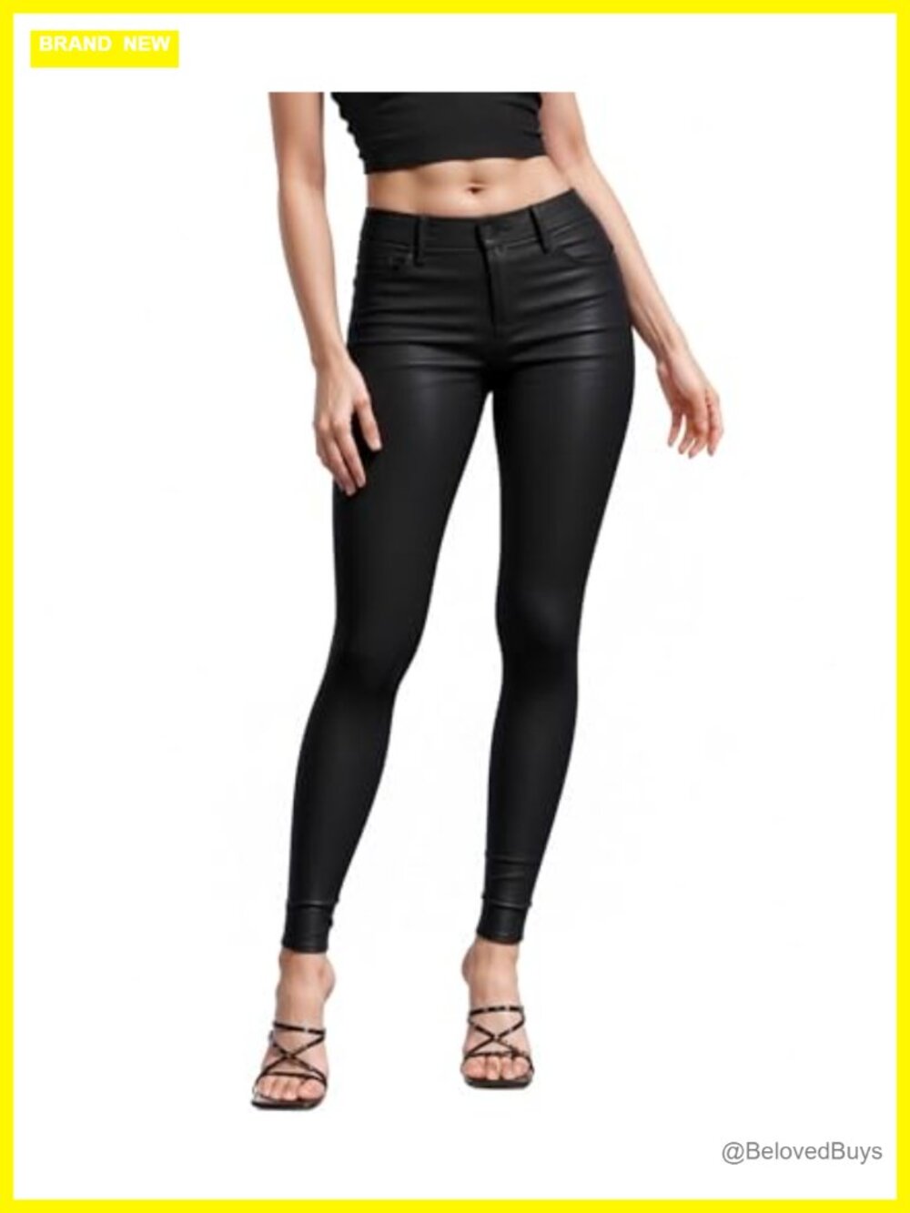 Coated Skinny Pants Faux Leather High Stretch Zip Fly